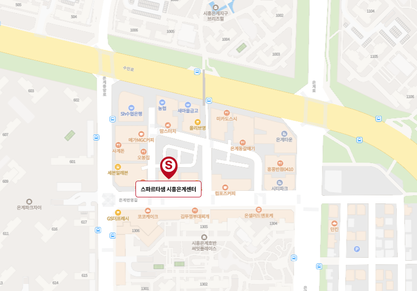 스파르타샘 시흥은계센터 위치 지도